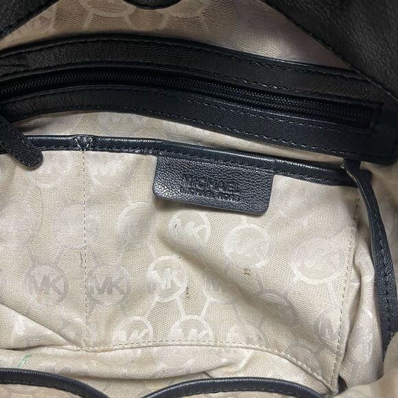 Michael Kors black leather large shoulder bag with gold tone accents. - Picture 7 of 14